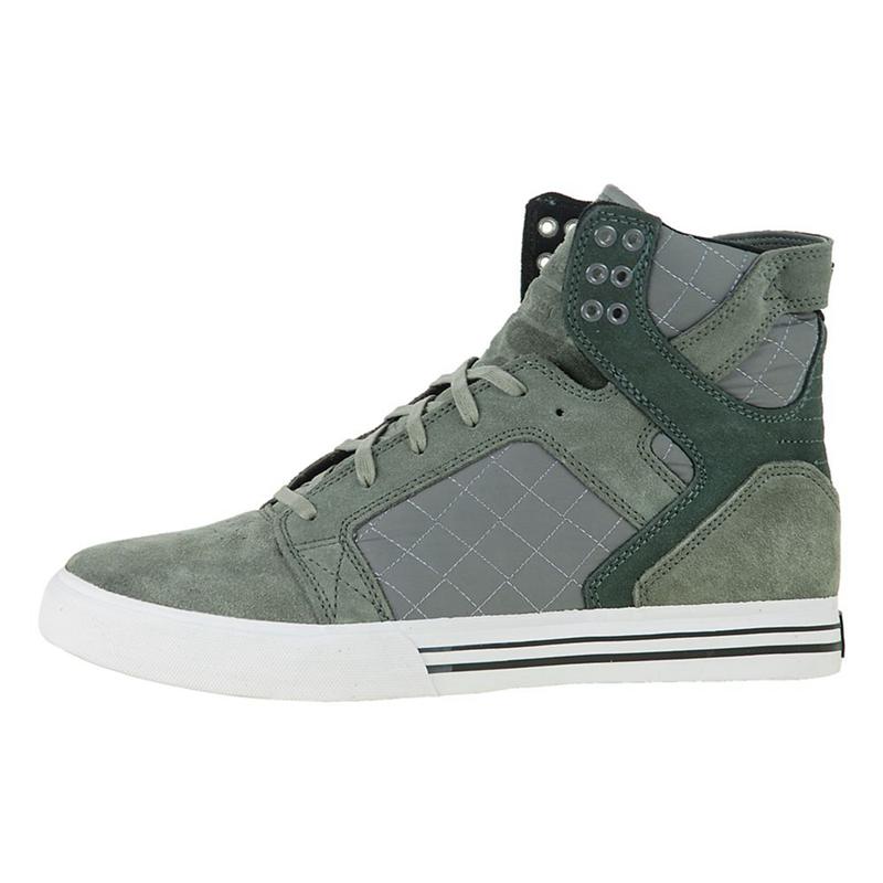 Buty Supra SKYTOP - Sneakersy Wysokie Męskie - Szare Zielone (GPQL-36405)